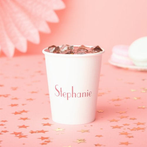 Name Monogram Pink White Cute Custom Girly Paper Cups
