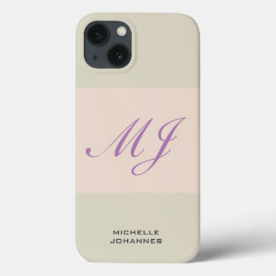 Name Monogram Plain Modern Minimalist iPhone 13 Case