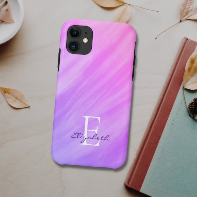 Name Monogram Purple Case-Mate iPhone Case (Creator Uploaded)