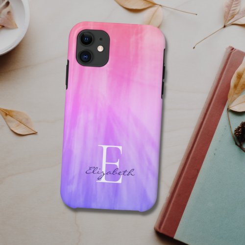 Name Monogram Purple  iPhone 11 Case