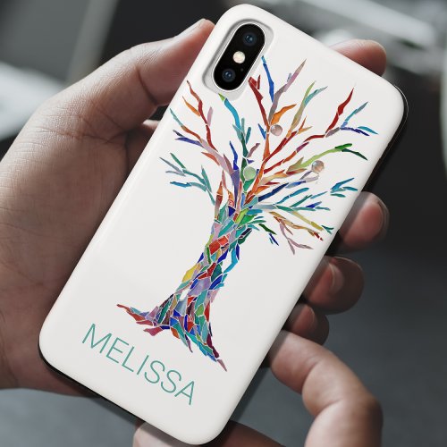 Name Monogram Rainbow Tree iPhone X Case