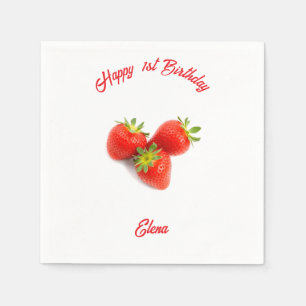 Name Monogram Red Fresh Natural Strawberries Napkins