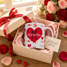 Name Monogram Red Heart Love Personalized Gift