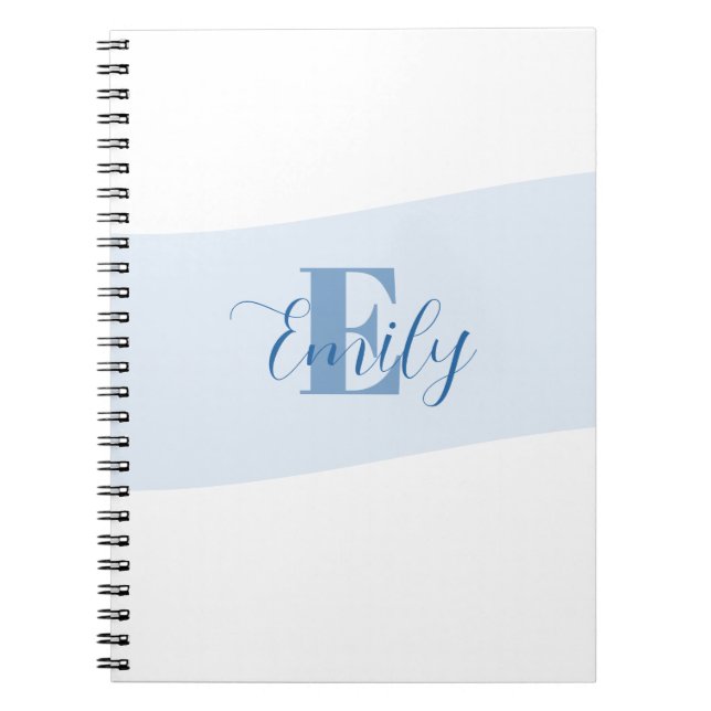  Name Monogram Retro Blue Notebook (Front)