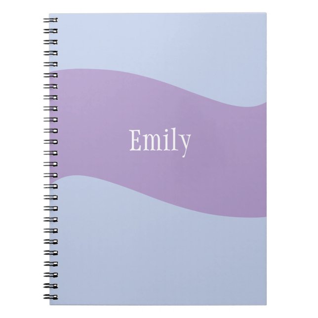  Name Monogram Retro Bold Blue Purple Notebook (Front)