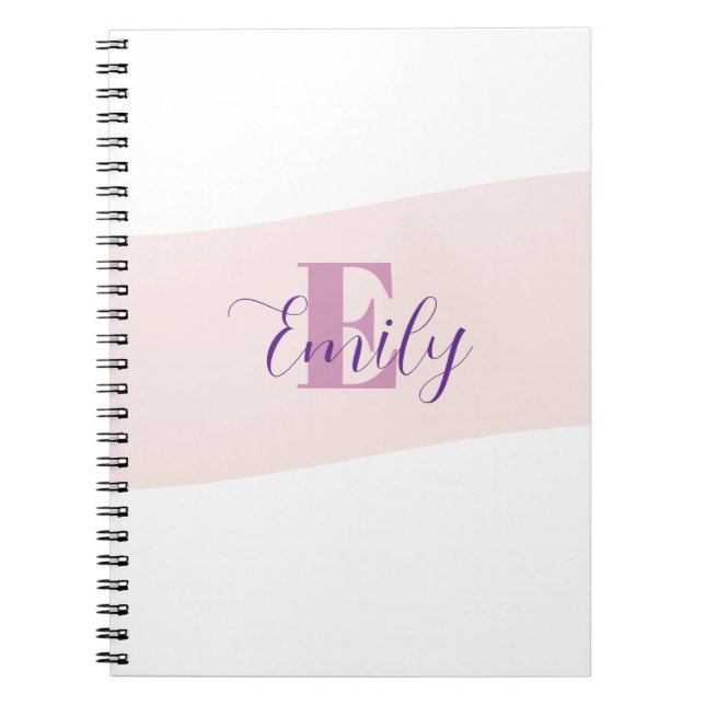 Name Monogram Retro Pink Purple Notebook (Front)