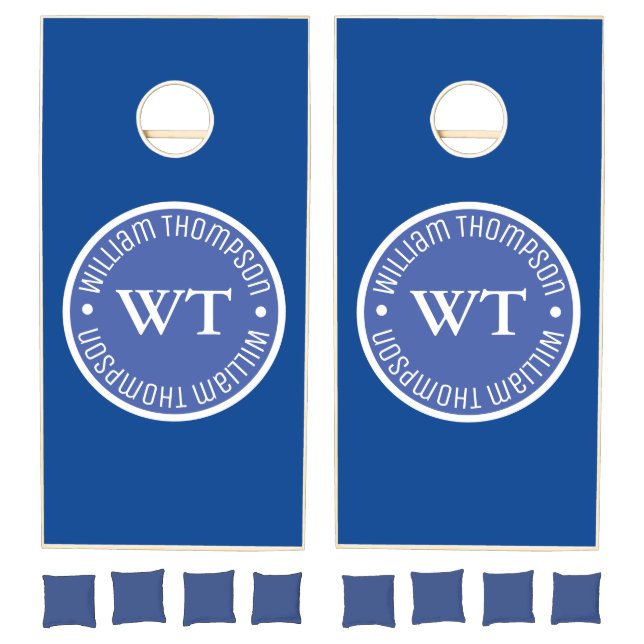 Name Monogram Royal Blue Cornhole Set (Set)