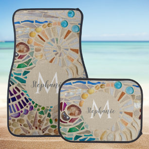 Name Monogram Shells Car Floor Mat