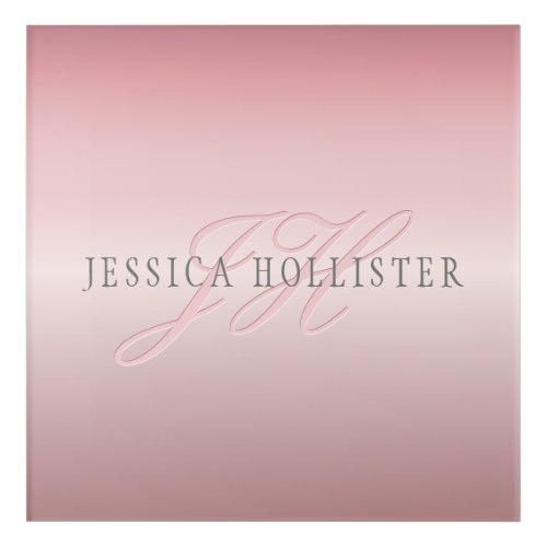 Name  Monogram  Soft FAUX Rose Gold Blush Acrylic Print