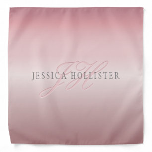 Name & Monogram Soft FAUX Rose Gold Blush Bandana