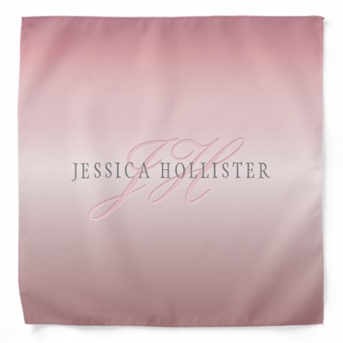 Name  Monogram  Soft FAUX Rose Gold Blush Bandana