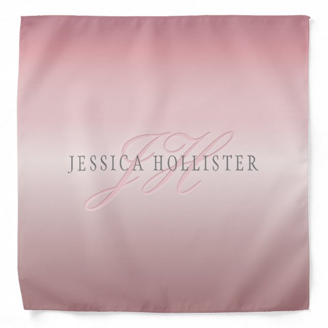 Name & Monogram | Soft FAUX Rose Gold Blush Bandana (Front)