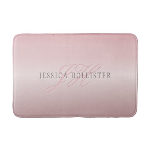 Name  Monogram  Soft FAUX Rose Gold Blush Bath Mat