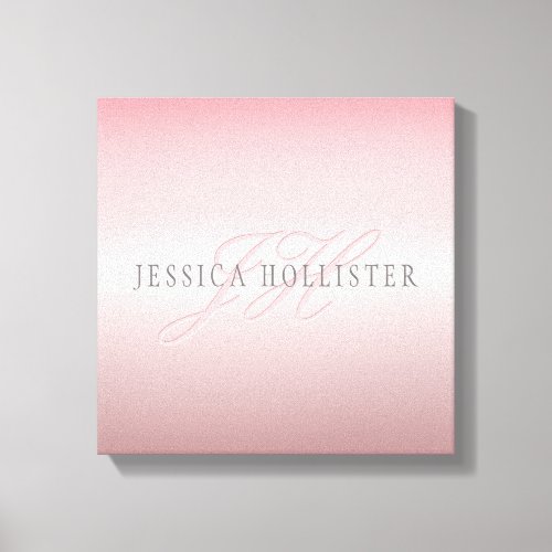 Name  Monogram  Soft FAUX Rose Gold Blush Canvas Print