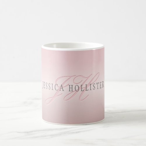 Name  Monogram  Soft FAUX Rose Gold Blush Coffee Mug