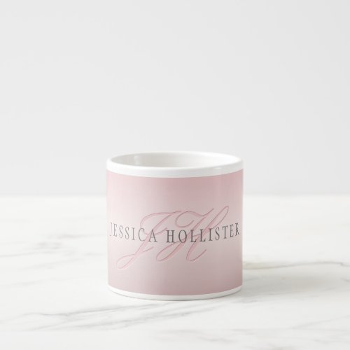 Name  Monogram  Soft FAUX Rose Gold Blush Espresso Cup