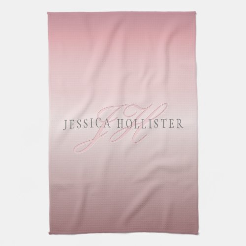 Name  Monogram  Soft FAUX Rose Gold Blush Kitchen Towel