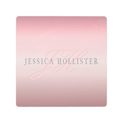 Name  Monogram  Soft FAUX Rose Gold Blush Metal Print