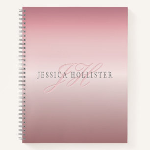 Name & Monogram   Soft FAUX Rose Gold Blush Notebook