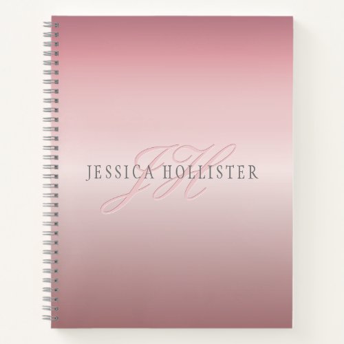 Name  Monogram  Soft FAUX Rose Gold Blush Notebook