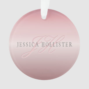 Name & Monogram Soft FAUX Rose Gold Blush Ornament