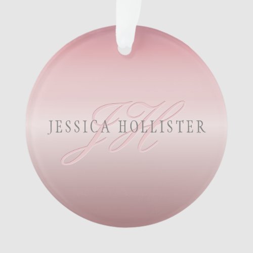 Name  Monogram  Soft FAUX Rose Gold Blush Ornament