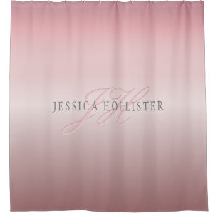 Name & Monogram Soft FAUX Rose Gold Blush Shower Curtain