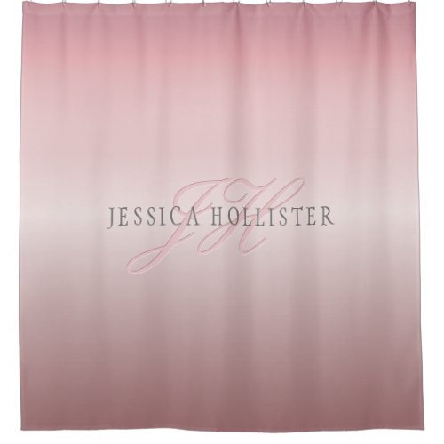 Name  Monogram  Soft FAUX Rose Gold Blush Shower Curtain