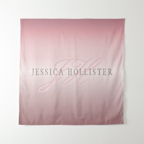 Name  Monogram  Soft FAUX Rose Gold Blush Tapestry