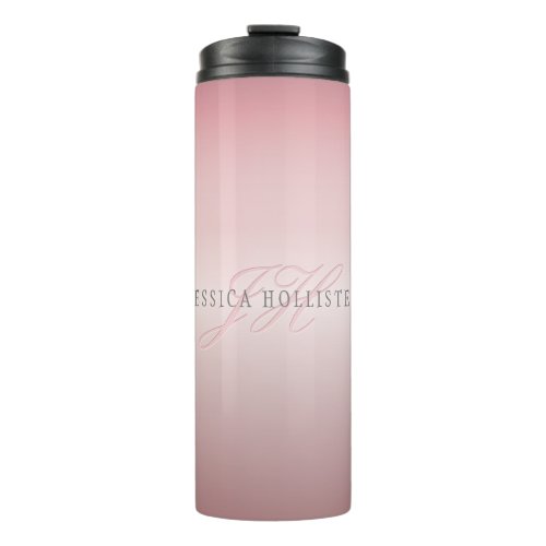 Name  Monogram  Soft FAUX Rose Gold Blush Thermal Tumbler