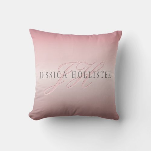 Name  Monogram  Soft FAUX Rose Gold Blush Throw Pillow