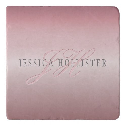 Name  Monogram  Soft FAUX Rose Gold Blush Trivet