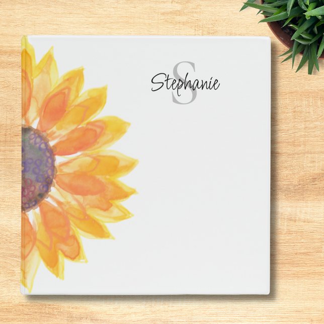 Name Monogram Sunflower 3 Ring Binder (Creator Uploaded)