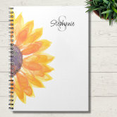 Purple and Yellow Whimsical Daisy Custom Text Notebook | Zazzle