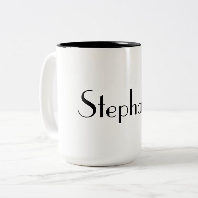 Name Monogram Template Black White Cool Gift Two-Tone Coffee Mug (Front Left)