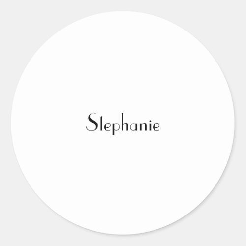 Name Monogram Template Black White Custom Cute Classic Round Sticker