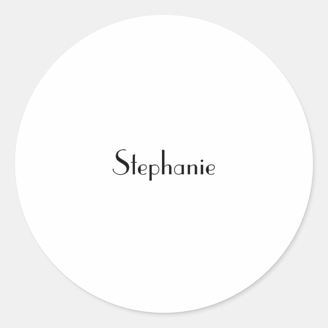 Name Monogram Template Black White Custom Cute Classic Round Sticker (Front)