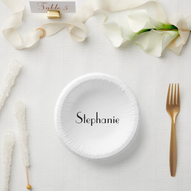 Name Monogram Template Black White Custom Cute Paper Bowls (Wedding)
