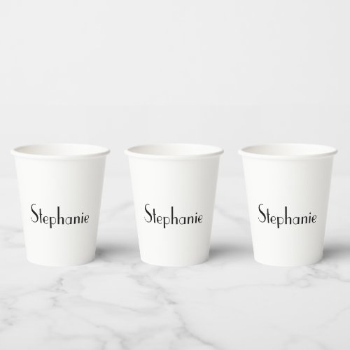 Name Monogram Template Black White Cute Custom Paper Cups