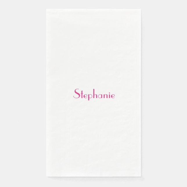 Name Monogram Template Pink White Custom 2023 Paper Guest Towels (Front)