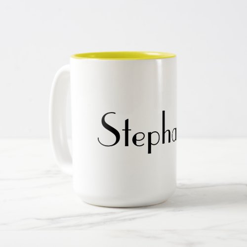 Name Monogram Template Yellow White Cool Gift Two_Tone Coffee Mug