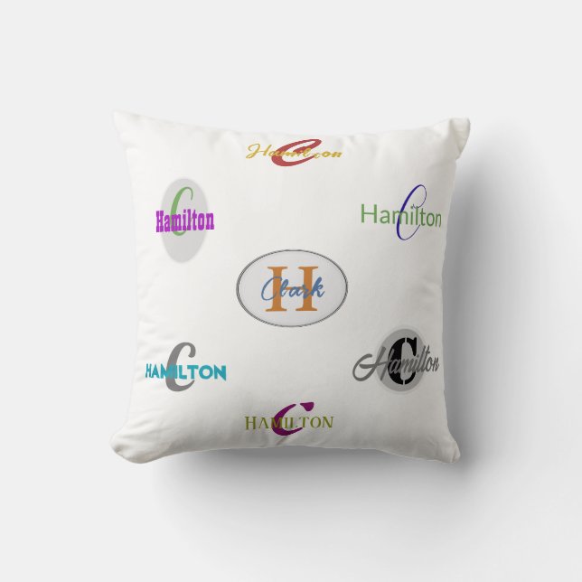 Name Monogram Throw Pillow HAMbyWG (Front)