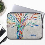 Name Monogram Tree Laptop Sleeve<br><div class="desc">This lap top sleeve is decorated with a mosaic tree in the colors of the rainbow. Easily customizable with your name or monogram. Use the Customize Further option to change the text size, style or color if you wish. Because we create our own artwork you won't find this exact image...</div>