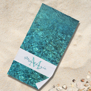 Name Monogram Water Beach Towel