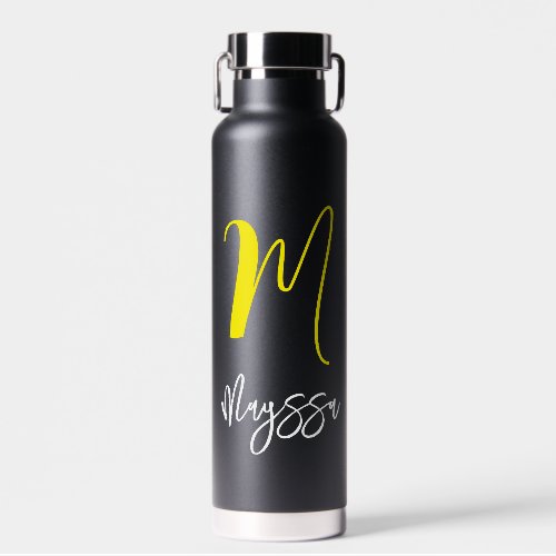 Name &amp; Monogram WaterBottle | Customized Black  Water Bottle