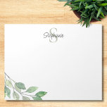 Name Monogram Watercolor Notepad<br><div class="desc">This personalized notepad is decorated with foliage in shades of green.
Easily customizable with your name and monogram.
Use the Design Tool to change the text size,  style,  or color. 
As we create our artwork you won't find this exact image from other designers. 
Original Watercolor © Michele Davies.</div>