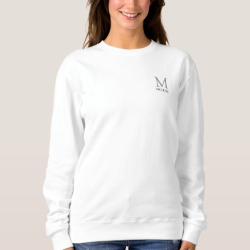 Name Monogram Womens White Clothing Template Sweatshirt