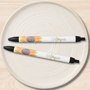 Name Monogram Yellow Sunflower Pen