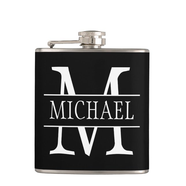 Name monogrammed dark grey flask (Front)
