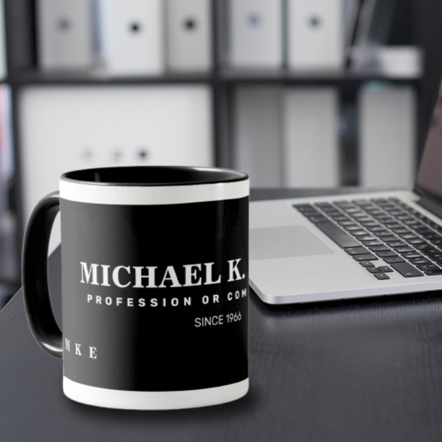 Name Monogrammed Modern Black Mug (Creator Uploaded)